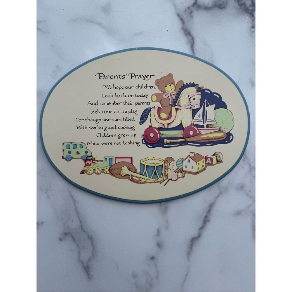 Parents prayer oval home decor teddy bear on rocking horse